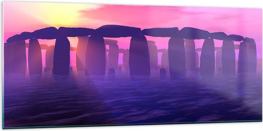 Bilder auf glas - Stonehenge Kreis Geheimnis Geschichte - 120x50cm - Glasbilder - Wandbilder - Kunstdruck - Wanddekoration aus Glas - Glas Bilder -...