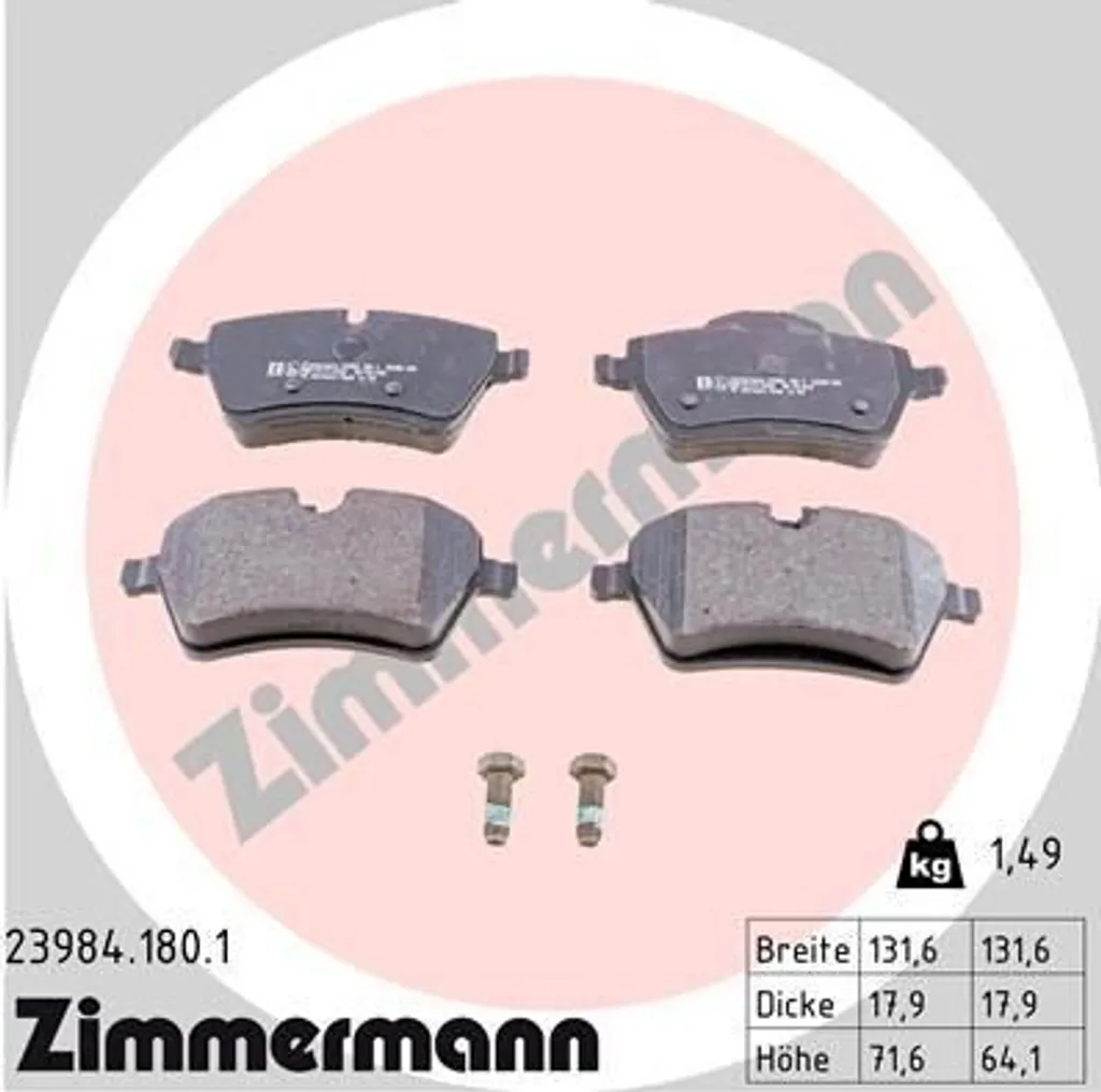 Zimmermann 23984.180.1 Plaquettes de Frein pour Mini R50 R53 et R56