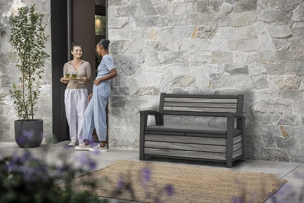 Banc de jardin Keter 227L Deco Bench résistant aux UV gris anthracite