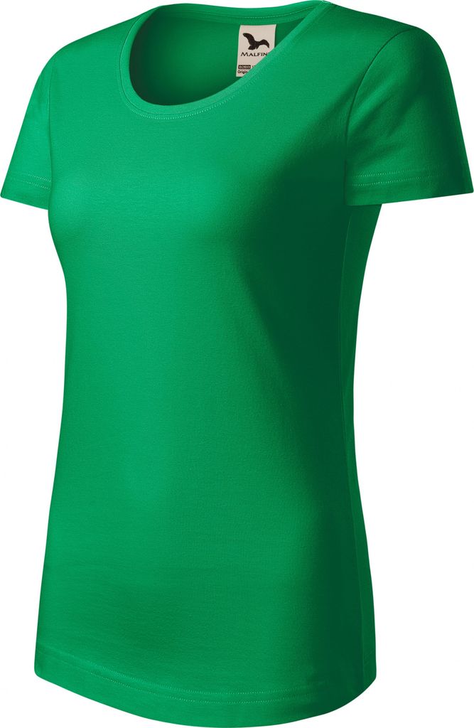 Damen T-Shirt aus Baumwolle, 100% GOTS-Baumwolle, unbedruckt, einfarbig, 160g/m2, Farbe Grasgrün, Größe M