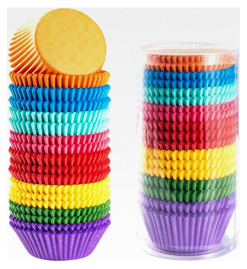 Papier Muffinförmchen 400 Stück für Muffins und Cupcakes, 5 cm Regenbogen Deko