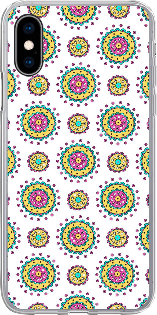 MuchoWow Handyhülle Schutzhülle Hülle für Telefoonhoesje iPhone X Mädchen - Blumen - Mandala - Muster - Mädchen - Kinder - Kinder Silikon S...
