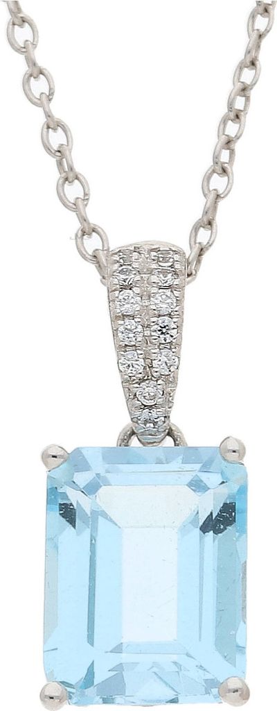 JuwelmaLux Anhänger 375/000 (9 Karat) Weißgold mit Blautopas und Zirkonia JL30-02-1438