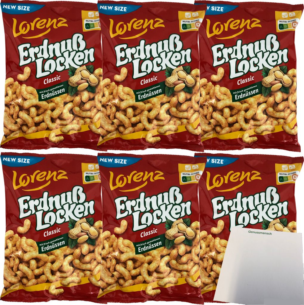 Lorenz Erdnußlocken Classic 6er Pack (6x175g Tüte) + usy Block