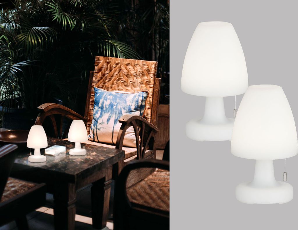 2er SET Outdoor USB Tischlampen 25cm ohne Stromkabel, dimmbar & RGB Farbwechsler