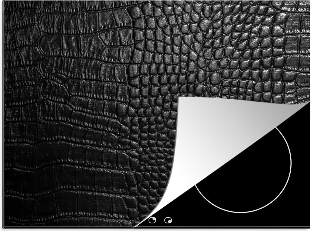 KitchenYeah Herdabdeckplatte Leder - Textur - Schwarz - Grau , 59x52cm, Küche Deko, Ceranfeld Herdabdeckung, Abdeckplatte fùr Kochfeld