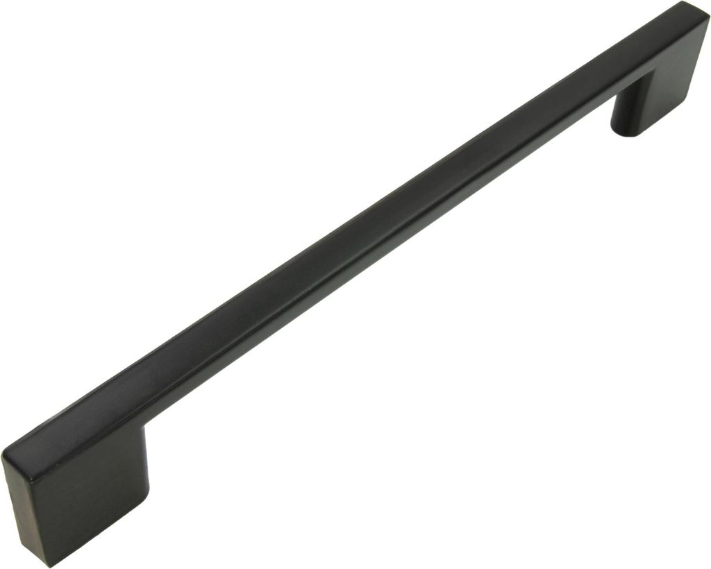 Eleganter mattschwarzer Möbelgriff aus Aluminium, 160mm, ideal für Küchenmöbel und Kommoden, inkl. Montagezubehör, Modell Svelto.
