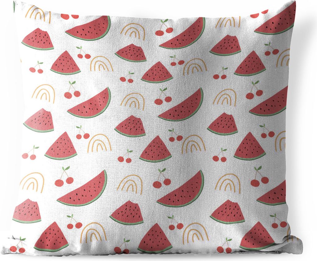 MuchoWow Outdoor Kissen - Wassermelone - Obst - Rot - Weiß - 60x60 cm - Wetterfest - Lounge Kissen - Dekoration - Schlaf Kissen