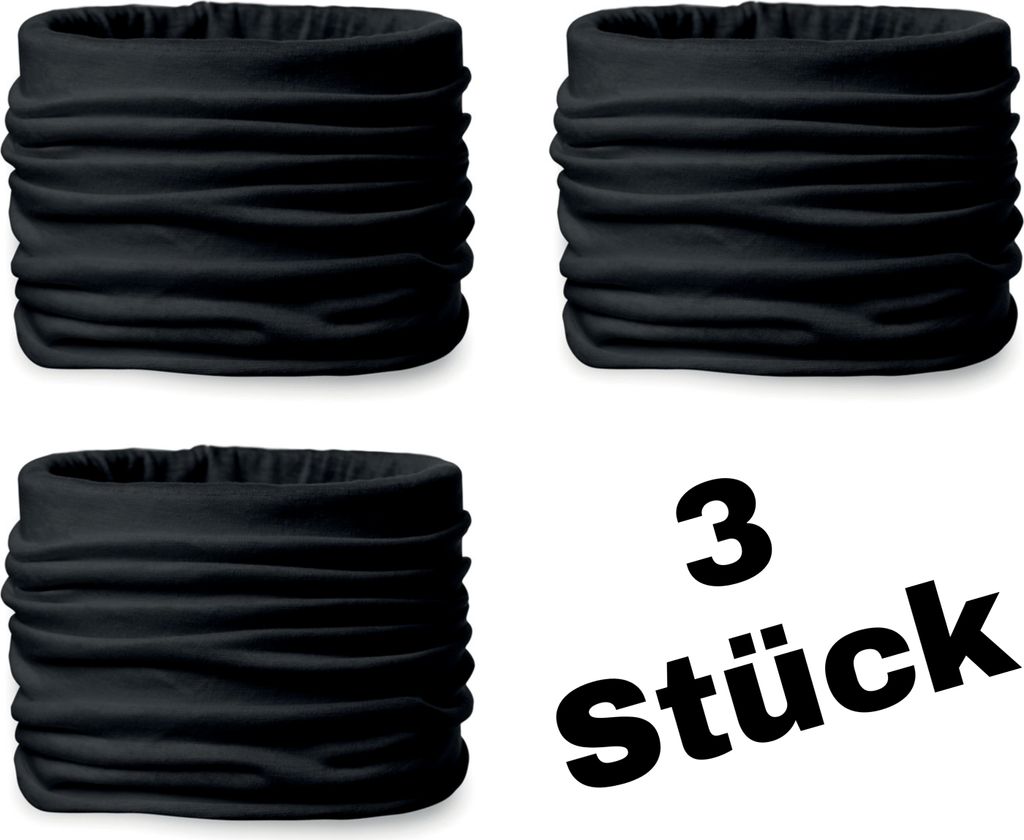 Multifunktionstuch 3 Stück Schwarz Loop Schal Schlauchschal Produktbild 1