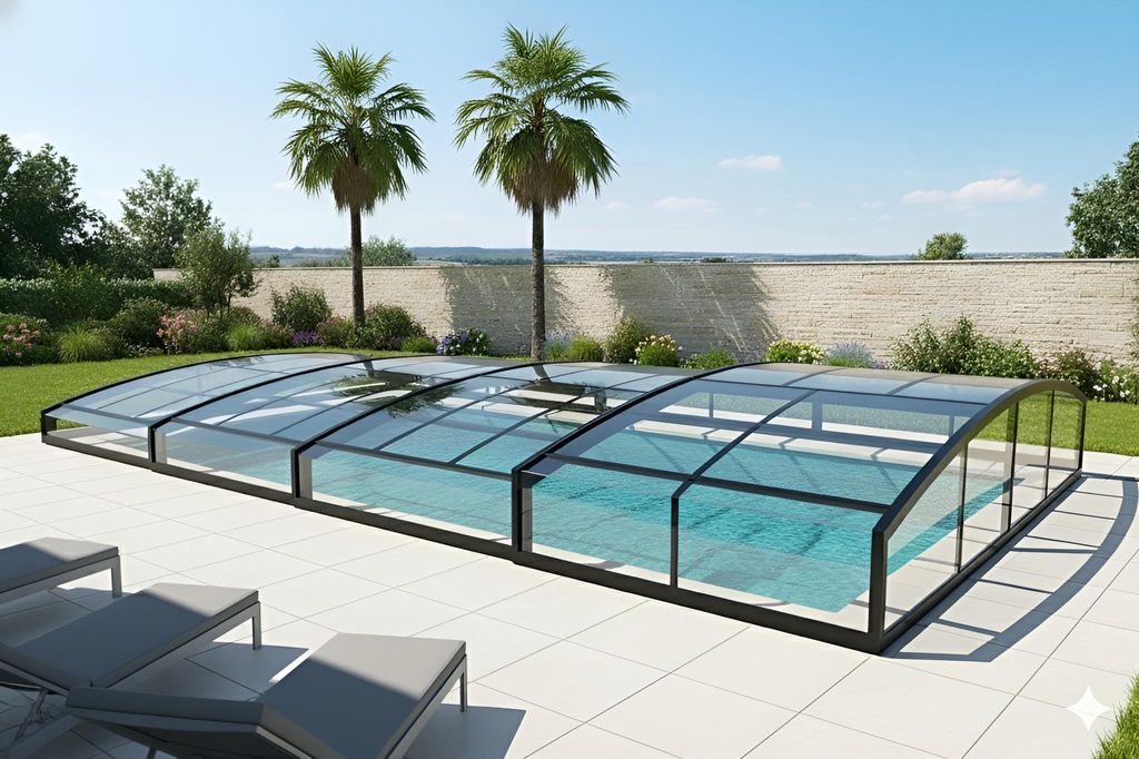 Poolüberdachung Aqualina aus Aluminium, ca. 10,99 x 4,26 x 1,05 m