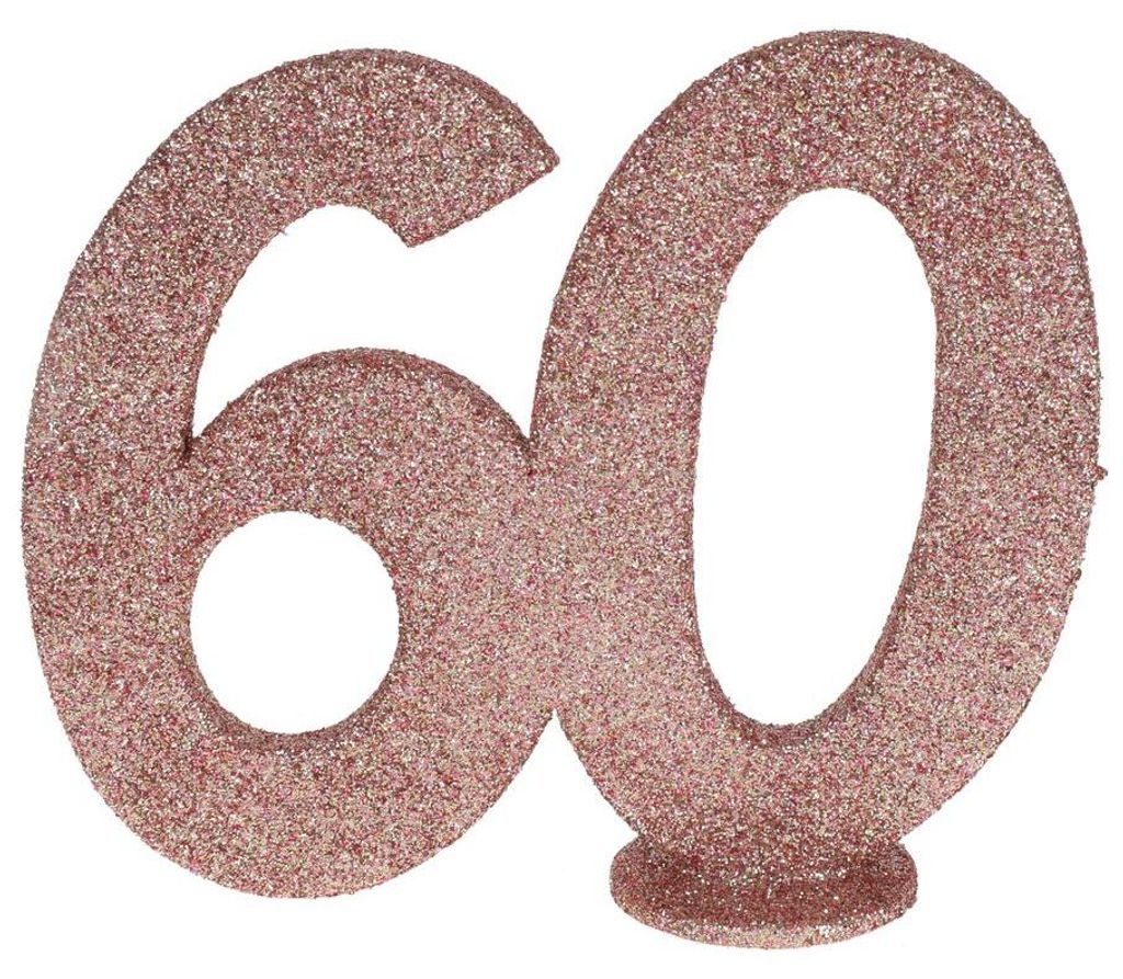 60. Geburtstag roségold glitzer Tischdekoration 11x 10 cm Produktbild 