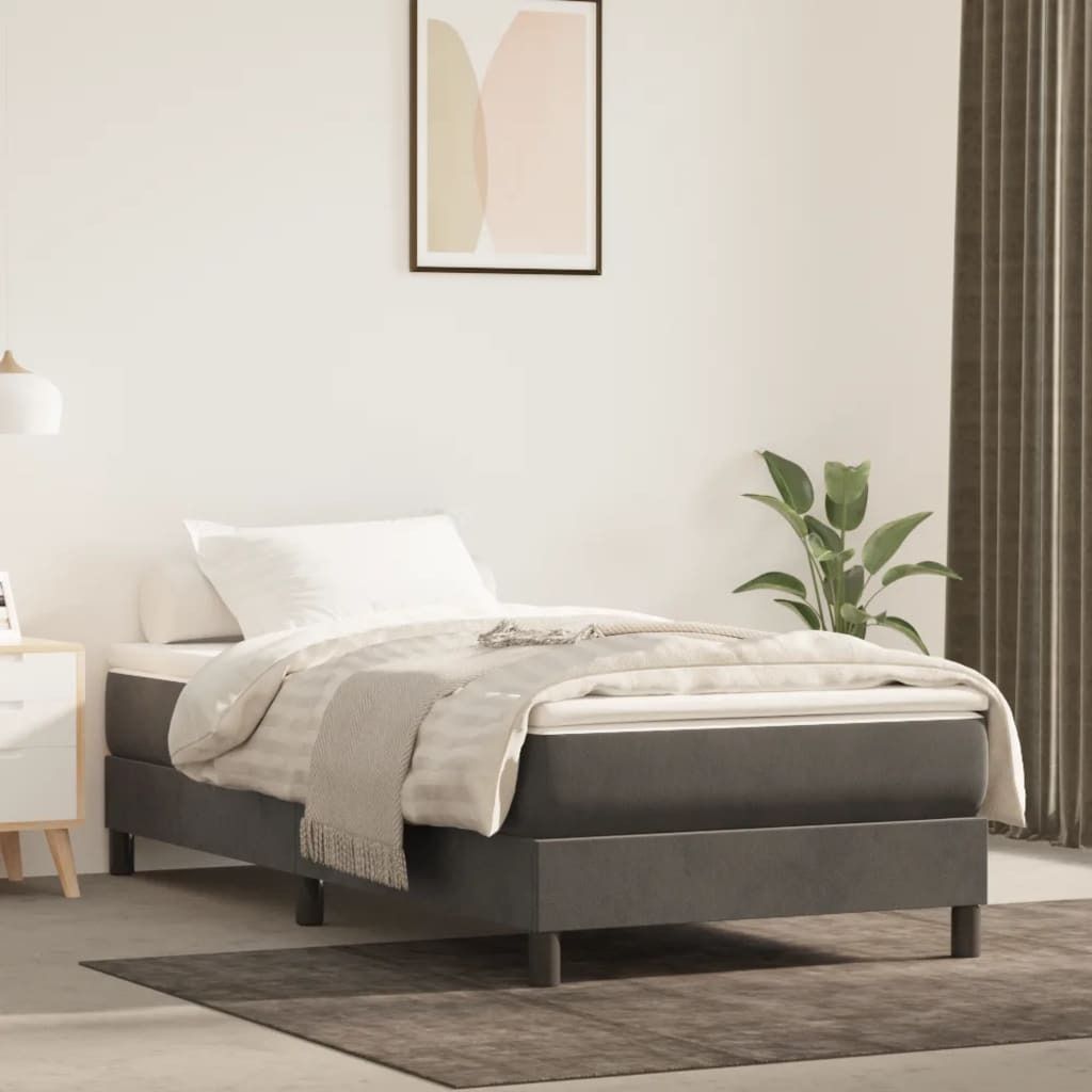 "Rabatt" Boxspring-Bettrahmen 2 Personen - Schlafzimmerbett - Dunkelgrau 100x200 cm Samt - Klassische Betten CC4556