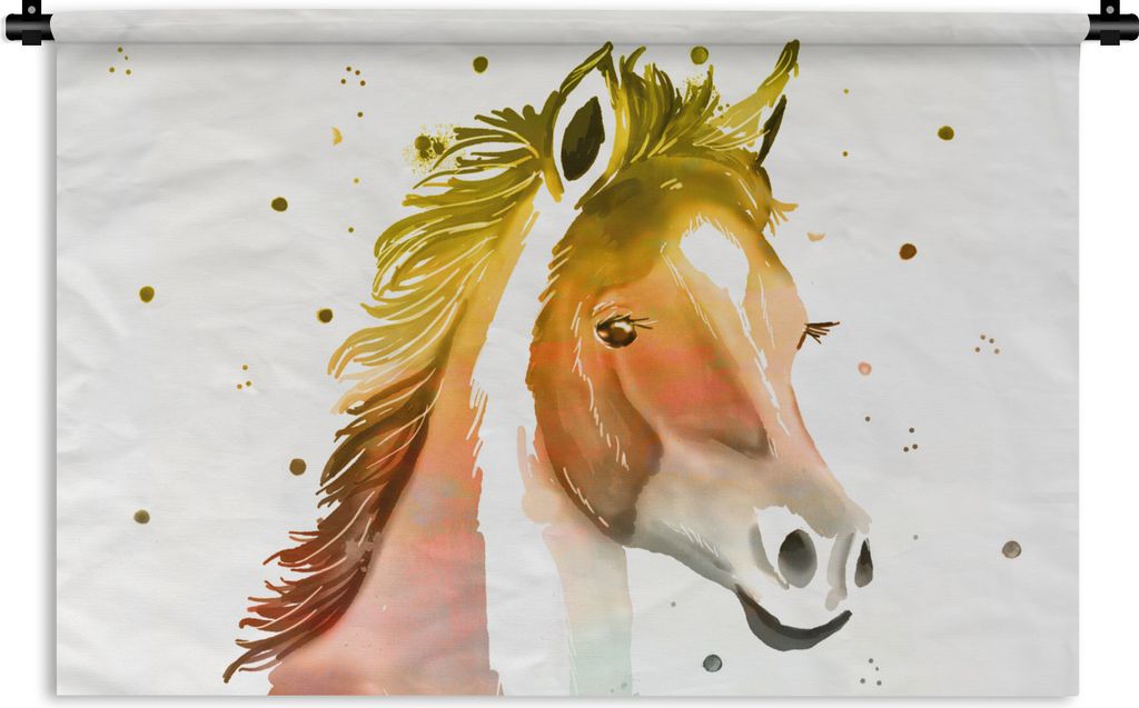 MuchoWow Wandteppich Wandbehang Pferd - Farben - Weiß - Mädchen - Kinder - Mädchen 150x100 cm Tapisserie Dekoration Wandtuch - Waschbar - Tapi...