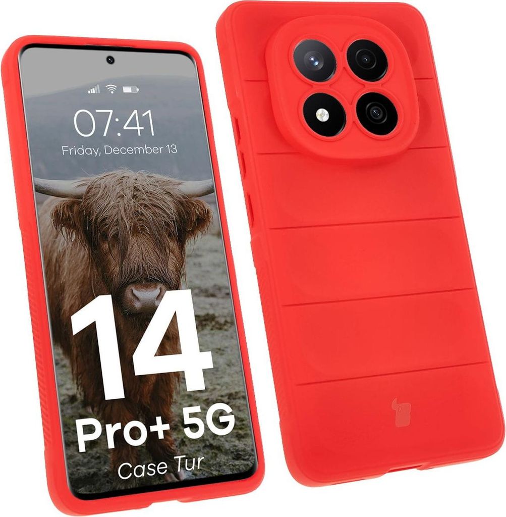 Pancerne etui Bizon Case Tur do Xiaomi Redmi Note 14 Pro Plus 5G, czerwone