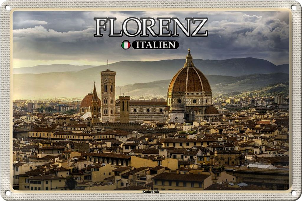 Blechschild Reise Florenz Italien Kathedrale Baukunst 30x20cm