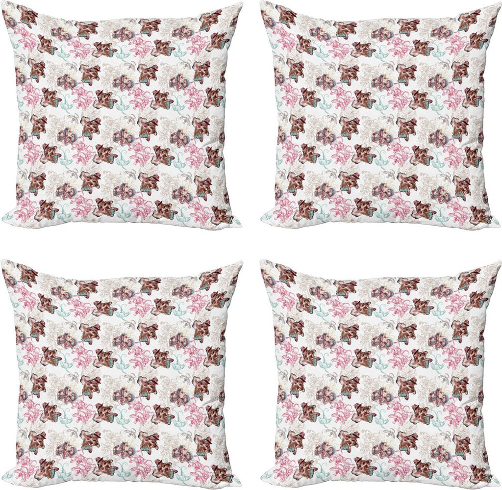 ABAKUHAUS Orchideen Kissenbezug Set (4 Stück), Nostalgische Romantisches Kunstwerk, Moderner Doppelseitiger Digitaldruck, 50 cm x 50 cm, Mehrfarbig