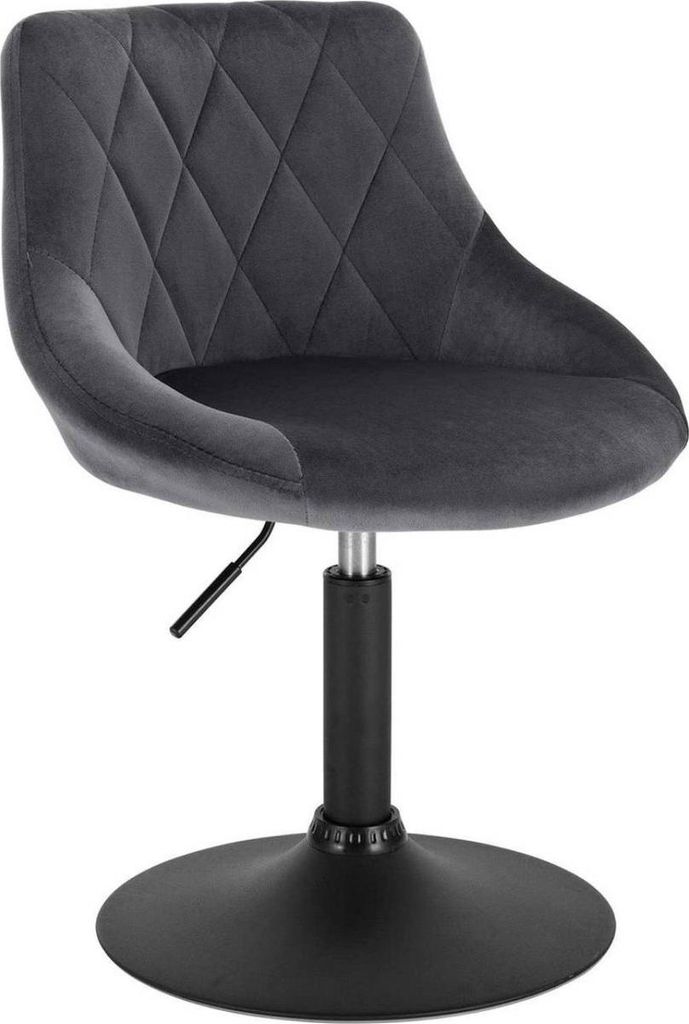 BoltEdge Barhocker Industrial – Samt – Höhenverstellbar 66–82cm – Mit Rückenlehne – Dunkelgrau – Küche & Bar – 1 Stück