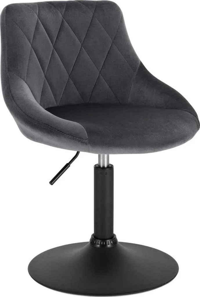Siège de bar réglable avec dossier en velours gris BoltEdge Industrial