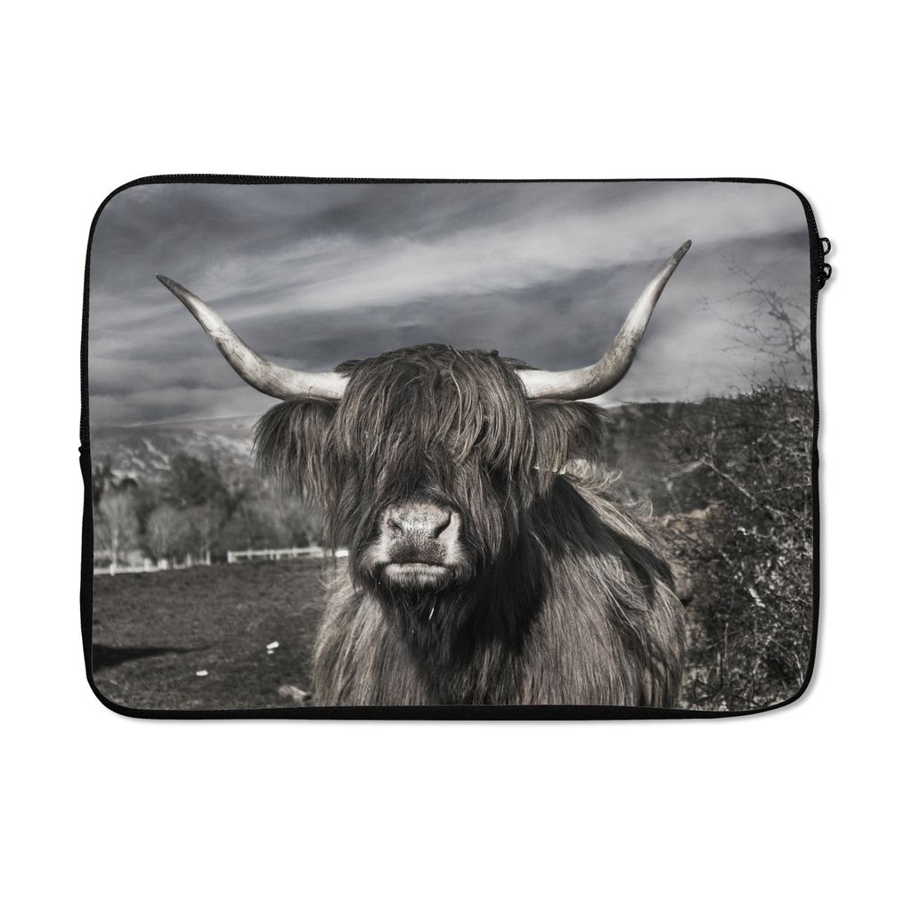 MuchoWow Laptop Hülle 13 Zoll Schottischer Highlander - Tiere - Hörner Laptoptasche - Laptophülle - Sleeve - Rundumschutz