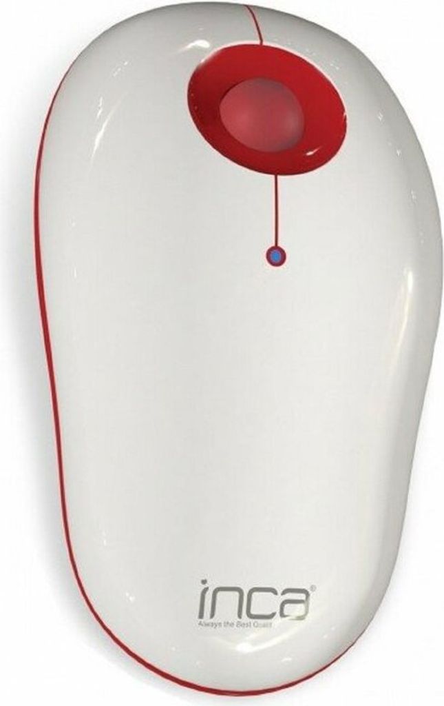 INCA Optische Maus Ergonomischer Touch Wireless USB Empfänger kompatibel mit Laptop Notebook PC Computer Office Weiß / Rot