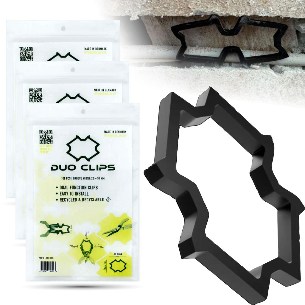 DUO CLIPS 3-Pack Universal 22–50 mm Kabelhalter 300 Stück | Kabelclip, Kabelbefestigung, Clip für Kabel, Halterung für Leitungen und Rohre