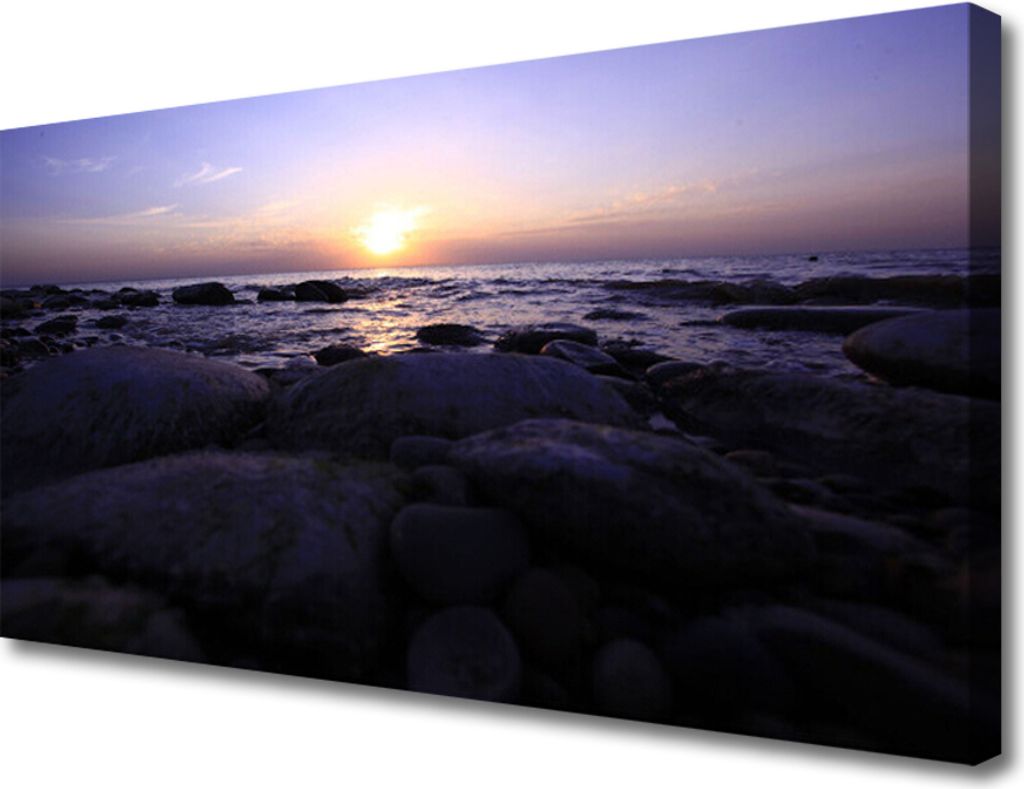 Tulup Leinwand-Bilder 100x50 Wandbild Canvas Kunstdruck Steine Meer Landschaft