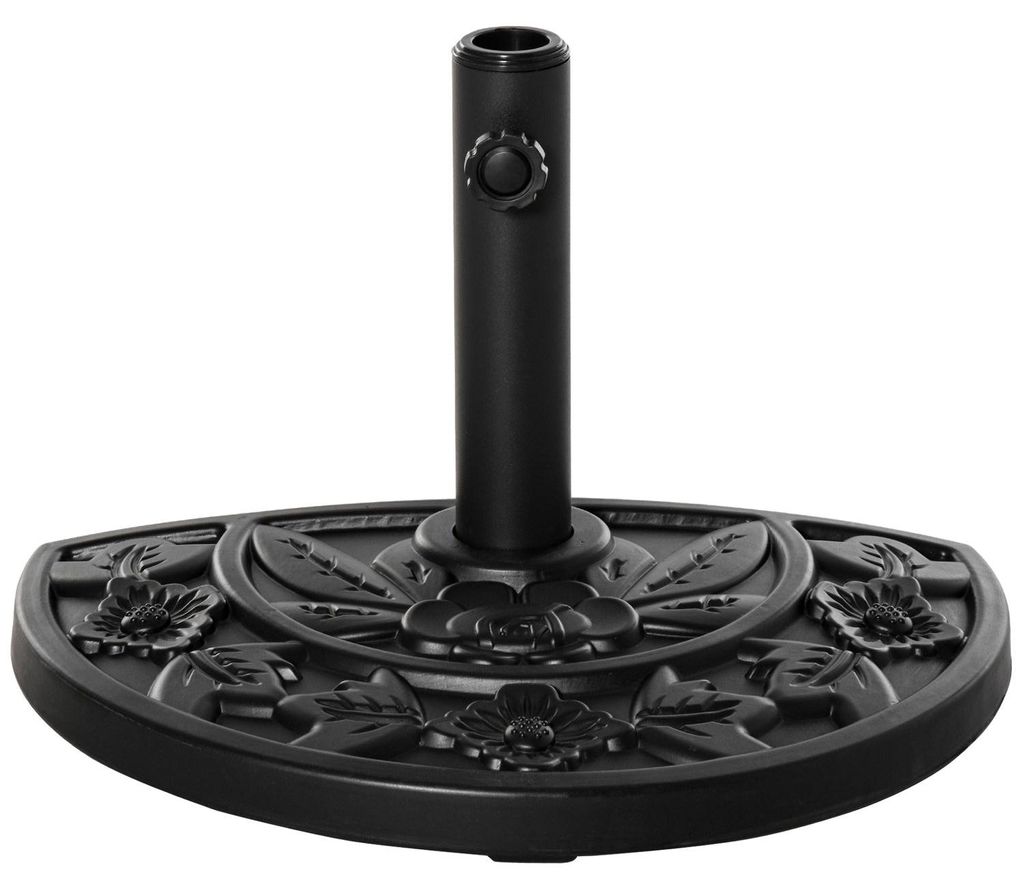 Sonnenschirmständer 9Kg Gartenschirmfuß Mit Blumendesign Für Ø35/38/48Mm Schirmmasten, Hdpe, Halbrunde Schirme, Schwarz