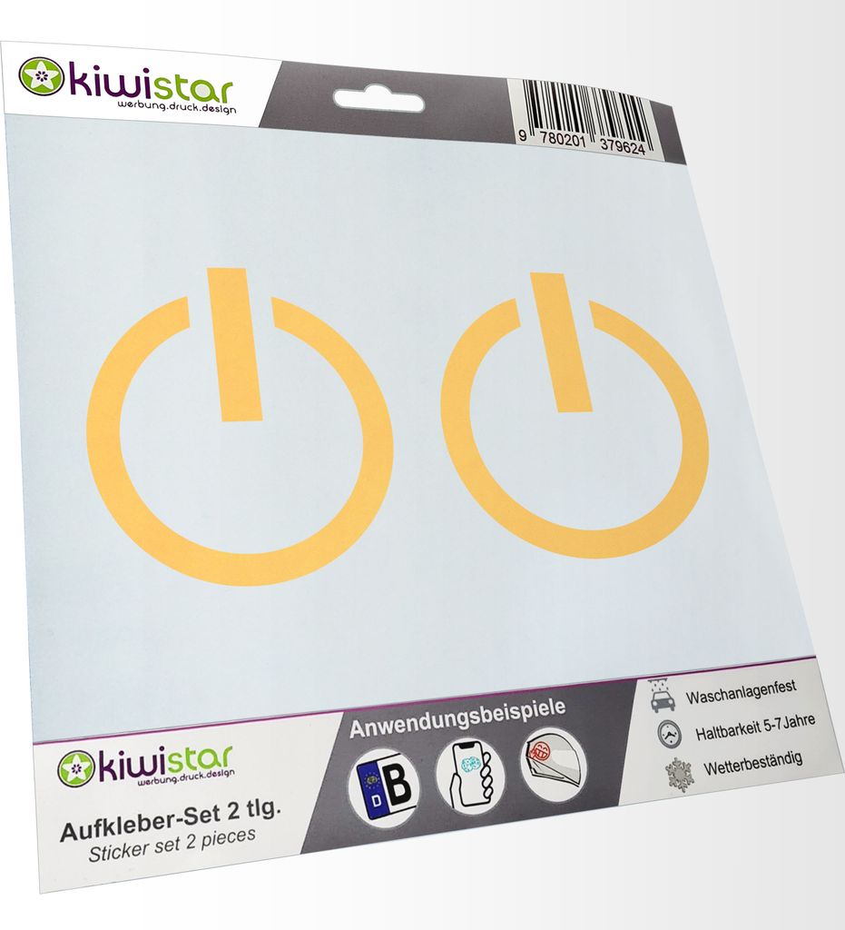 Kiwistar - 2x Kennzeichenaufkleber - creme - 21 mm Power Off - Power On Aufkleber für Auto, Laptop, Fahrrad, LKW, Motorrad Mehrfarbig JDM Decal Ra...