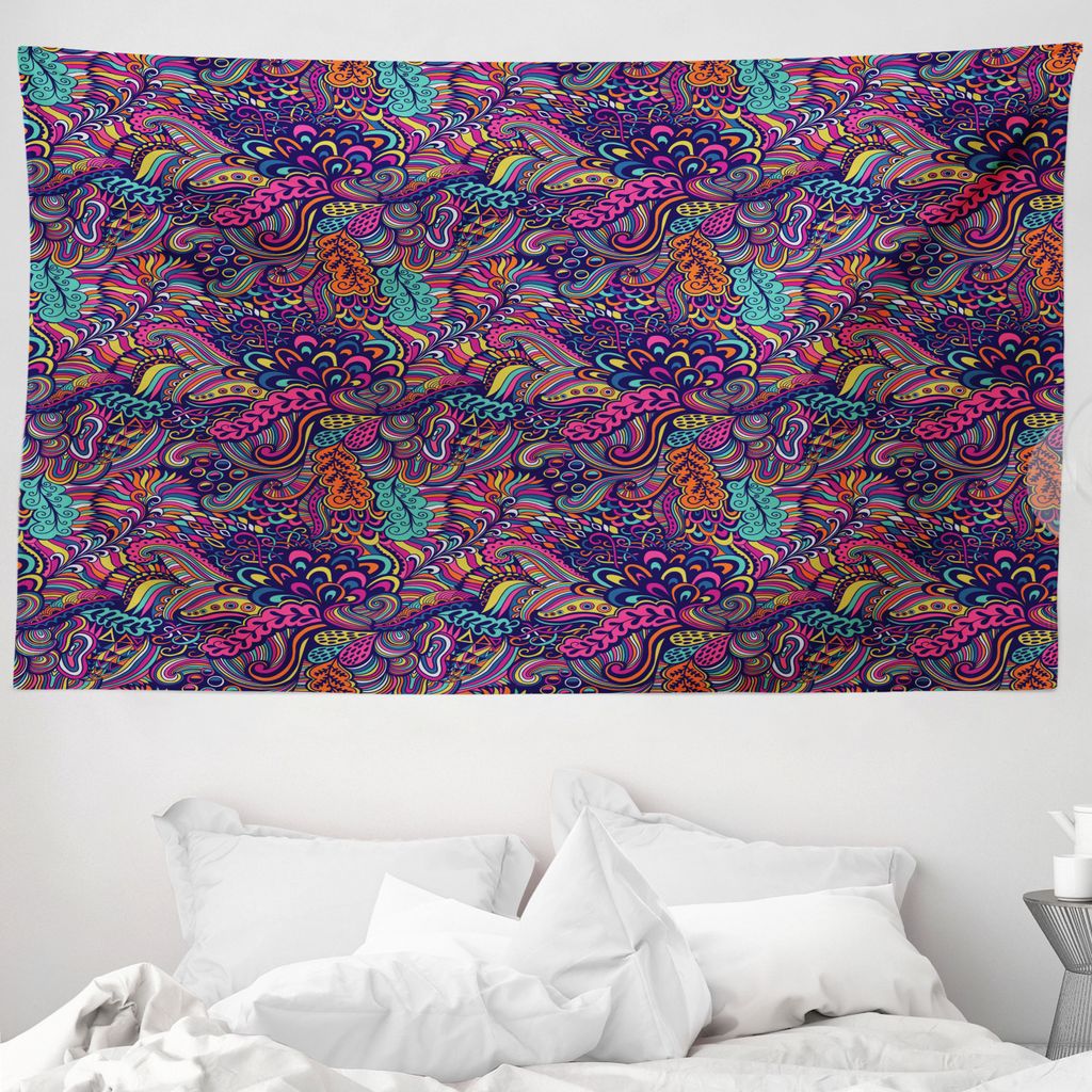ABAKUHAUS Psychedelisch Wandteppich, Exotic Seaweed aus Weiches Mikrofaser Stoff Waschbar ohne Verblassen Digitaldruck, 230 x 140 cm, Mehrfarbig