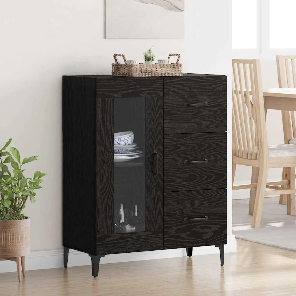 vidaXL Credenza Rovere Nero 69,5x34x90 cm | Mobiletto Salotto Robusto - 1