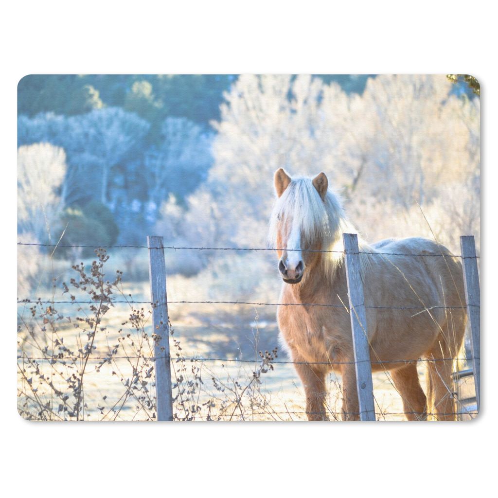 MuchoWow Mauspad Mousepad Pferd - Winter - Schnee 23x19 cm - Mousepads - Maus Mat - Pad - Mausunterlage - Schreibtischunterlage - Mauspad
