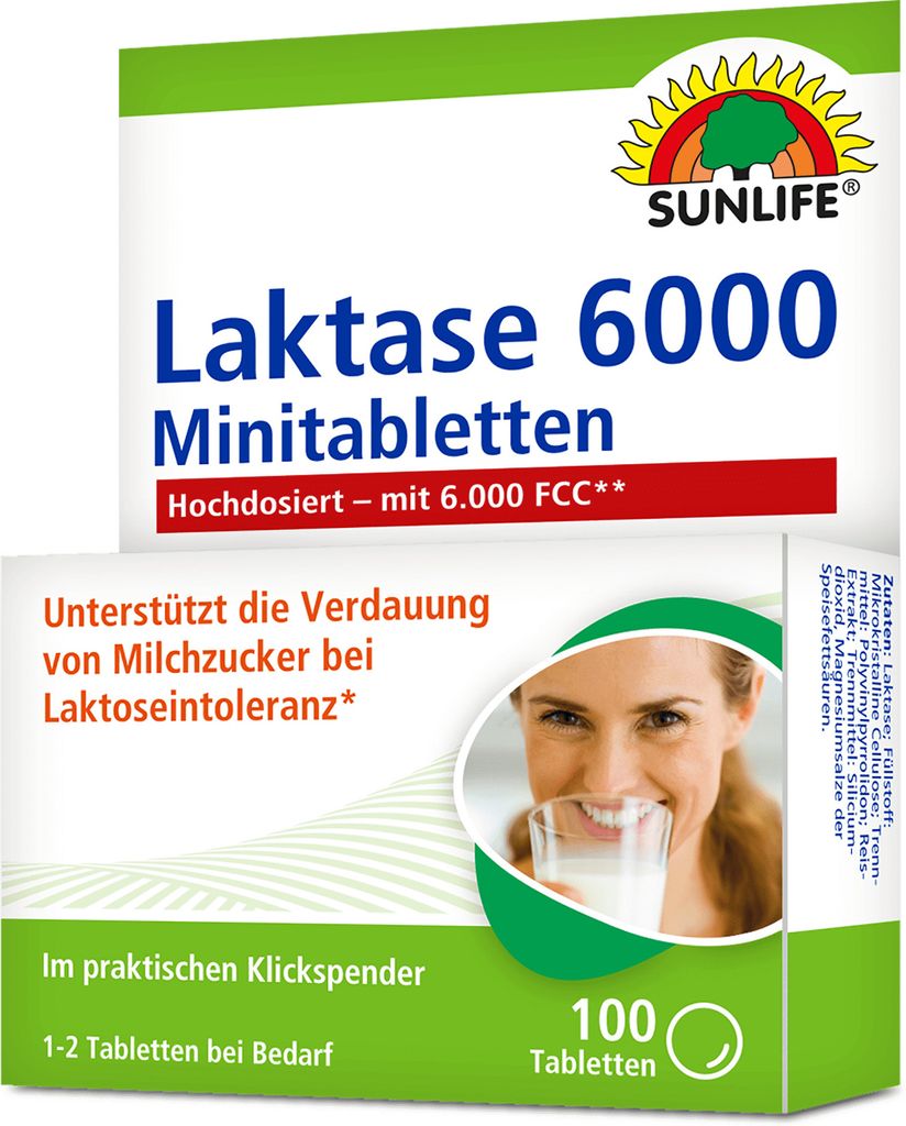 Sunlife Laktase Tabletten 6.000 FCC Klickspender 100Stück Produktbild 
