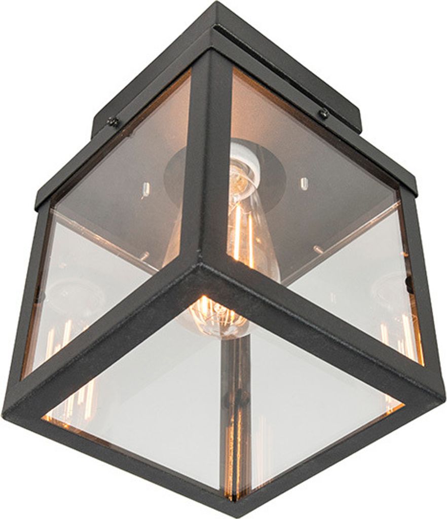 QAZQA - Modern Industrie I Vintage I Outdoor-Außen Deckenleuchte I Deckenlampe I Lampe I Leuchte schwarz 1-flammig - Rotterdam I Außenbeleuchtung...