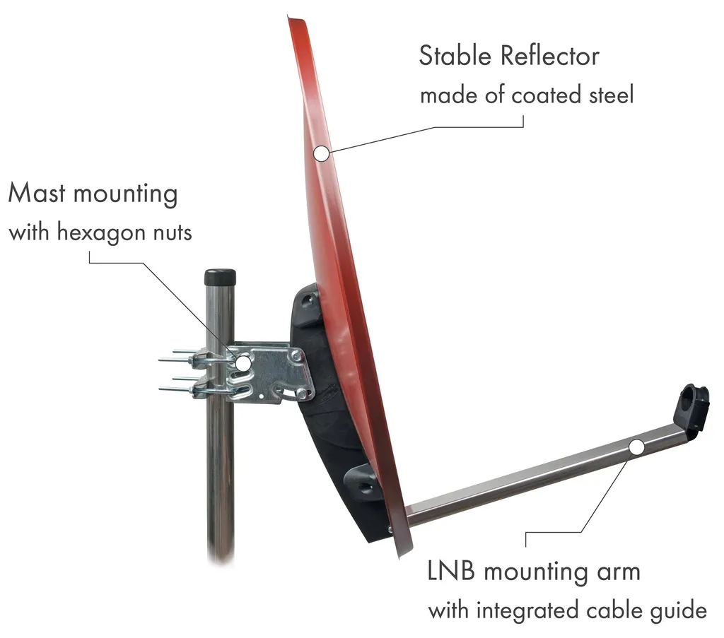 Antenne Satellite 85cm Rouge Brique - Réception TV 4K Parfaite sur Toit - 3