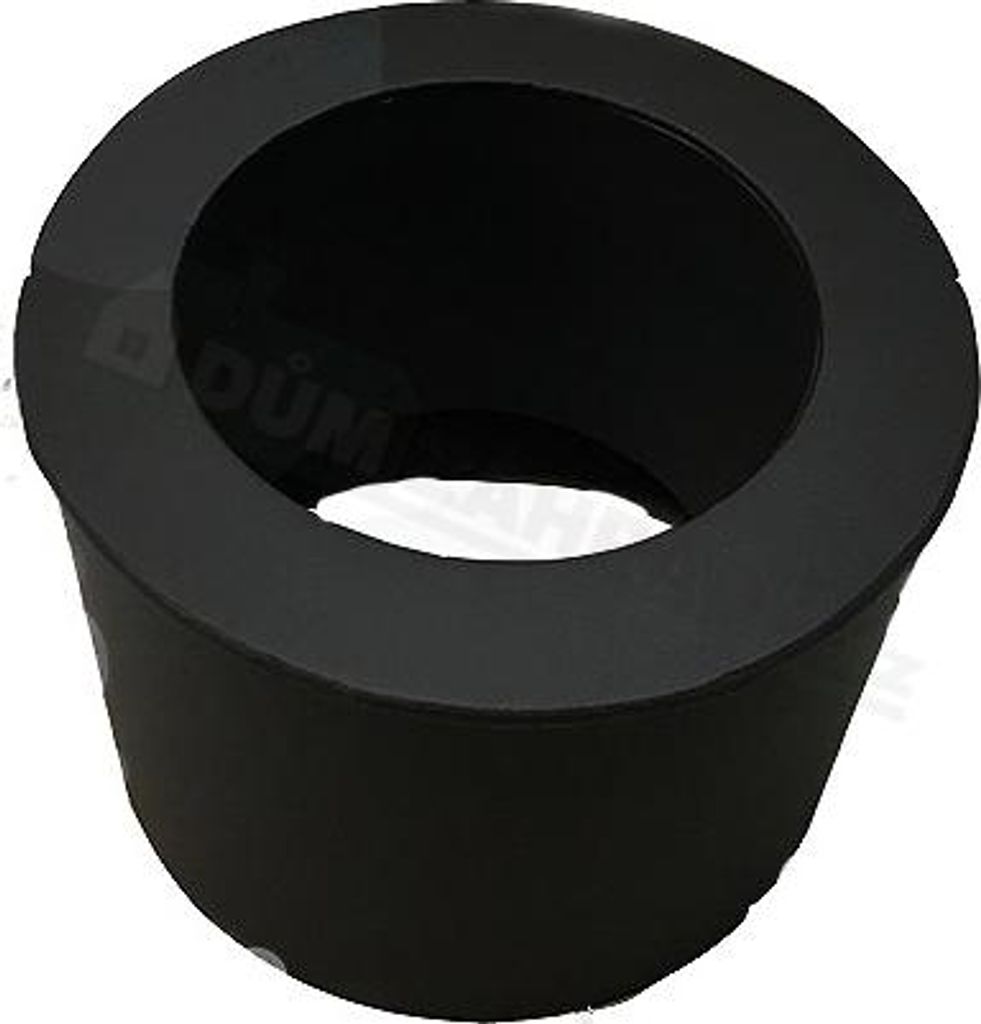 A black conical adapter for a chimney.