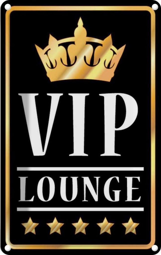 vianmo Blechschild 18x12 cm VIP Lounge Bar s/w/g Essen Trinken Club Alkohol