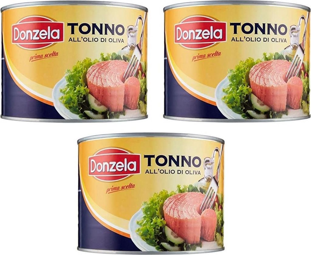 3x Donzela Tonno in Olio di Oliva Thunfisch in Olivenöl CATERING-FORMAT 1730g Dose
