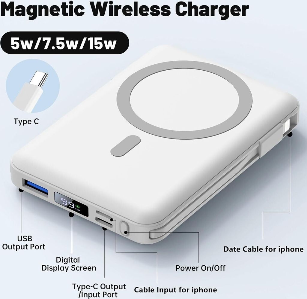 Powerbank 10000mAh, Wireless Magnetische Powerbank, 22.5W Produktbild 2