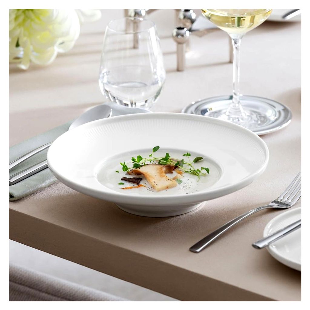 Afina Pastateller aus Premium Porzellan, ø 25 cm, tiefer Teller für Nudeln, Salate und Suppen, spülmaschinenfest und mikrowellensicher, stapelba...