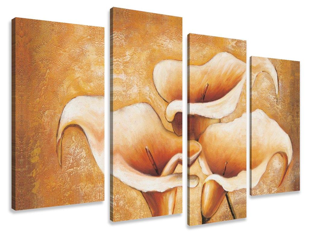 6139 Calla Blüten Leinwandbild 4-teilig 130x80 cm