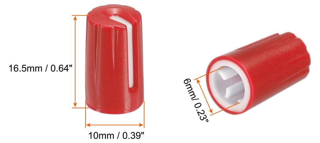 10 Stš¹ck 270¡ã Potentiometer Kn?pfe ABS Gitarre Drehknopf fš¹r 6mm D Typ Welle, Rot-wei?