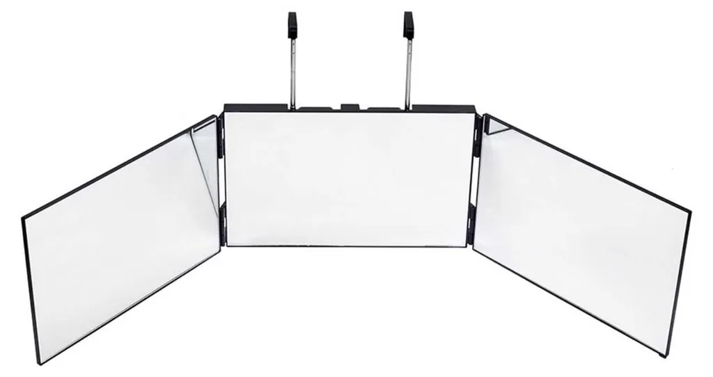 Miroir Maquillage Mural Pliable avec Vue Panoramique et Format Voyage
