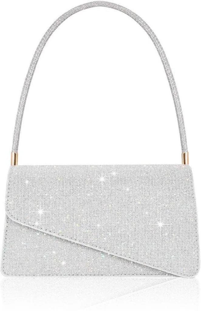 Petit sac argenté idéal mariage et soirée avec rangement double zippé