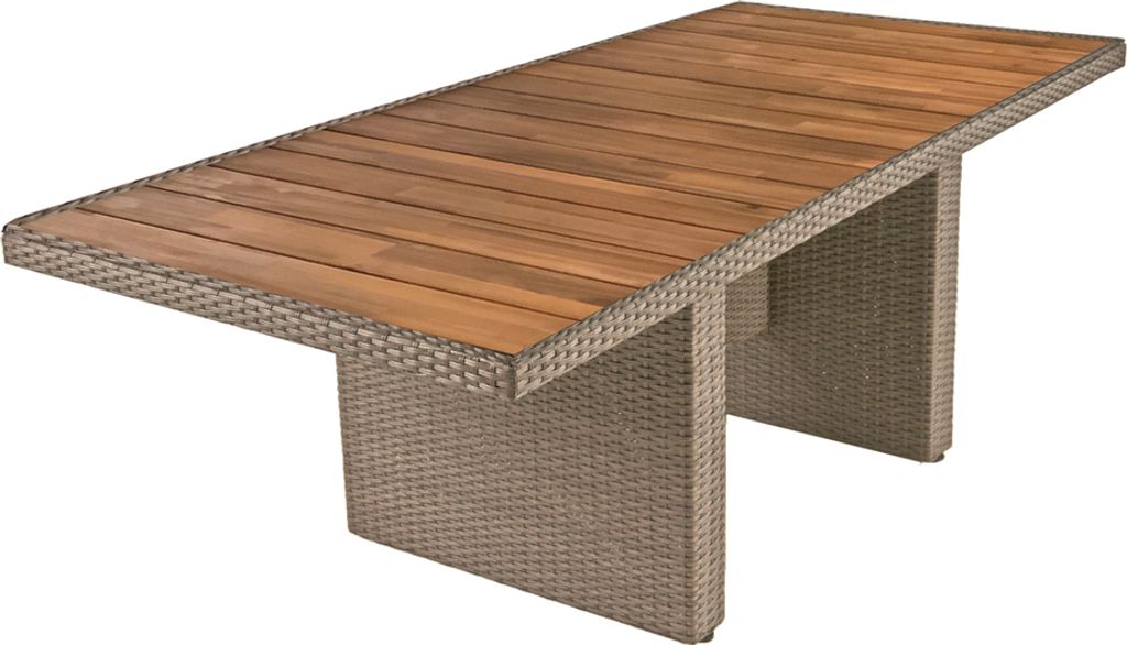 Terrassentisch aus Alu/Kunststoffgeflecht und Akazie GAZA-120 in weidenbraun, B/H/T: ca. 180/75/90 cm