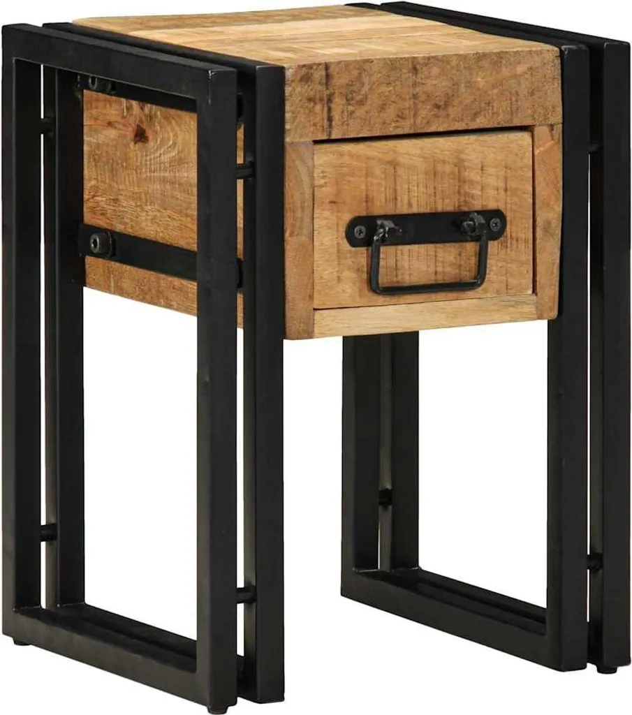 Offerta Tavolino SYFAX™ 30x30x40 Legno Massello Mango - Marrone/Nero