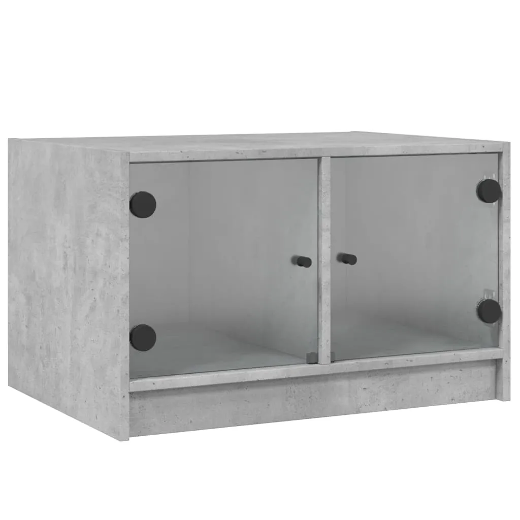 Tavolino Grigio Cemento con Ante in Vetro 68x50x42 cm | Design Moderno 2025 - 2