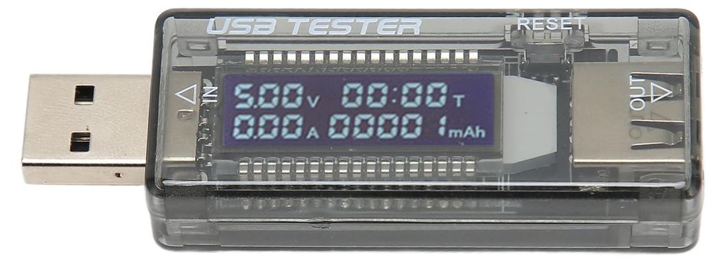 USB-Ladegerät-Messgerät, LCD-Display, transparent, tragbar, Strom-/Spannungsladetester, 3,5–20 V, 0–3,3 A