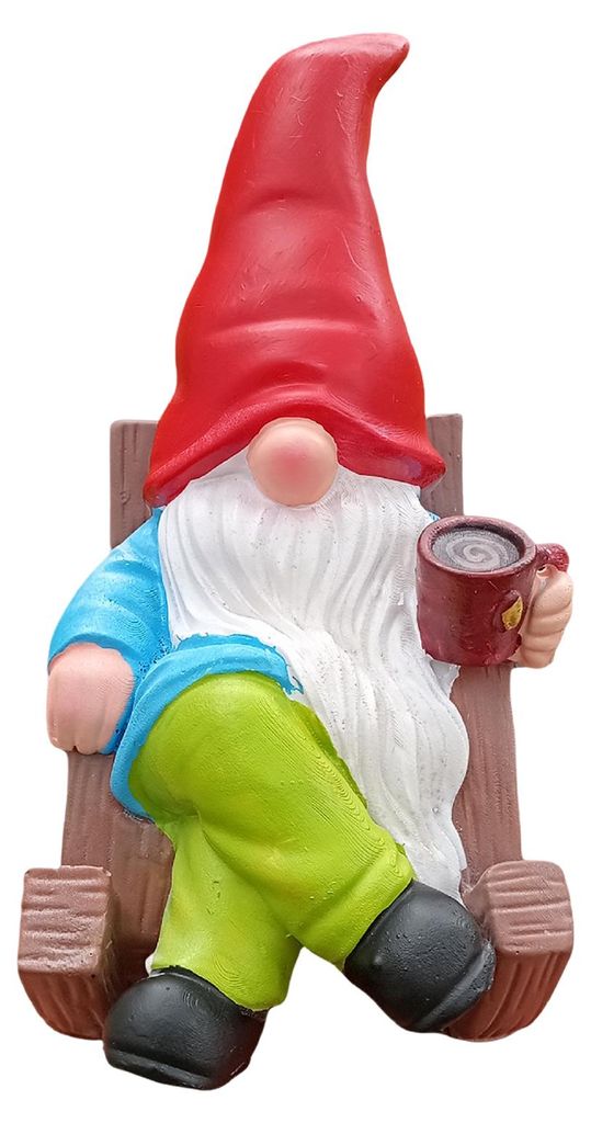 Gartenzwerg-Figur aus Kunstharz, Kaffeetrinkender Zwerg, Skulptur für den Außenbereich, Gartenzwerg-Statue für die Dekoration von Terrasse und G...