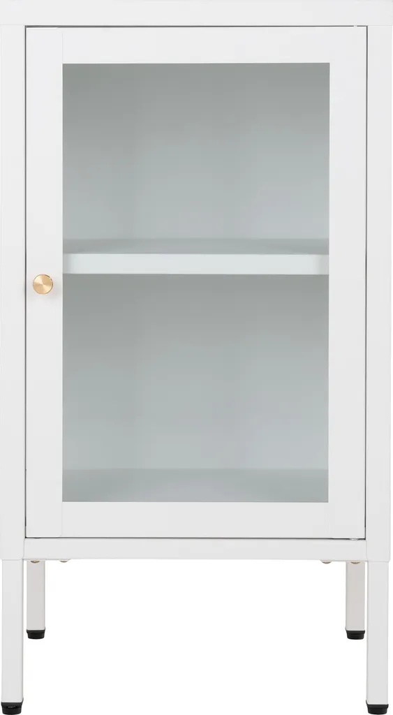 Petit meuble de rangement Dalby blanc en métal pour salon et bureau