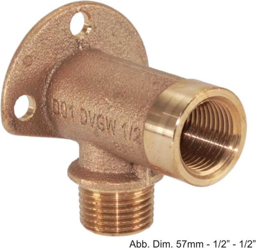 Geberit MeplaFix Armaturenanschluss Universal (Rotguss) 57 mm 1/2" - 1/2"